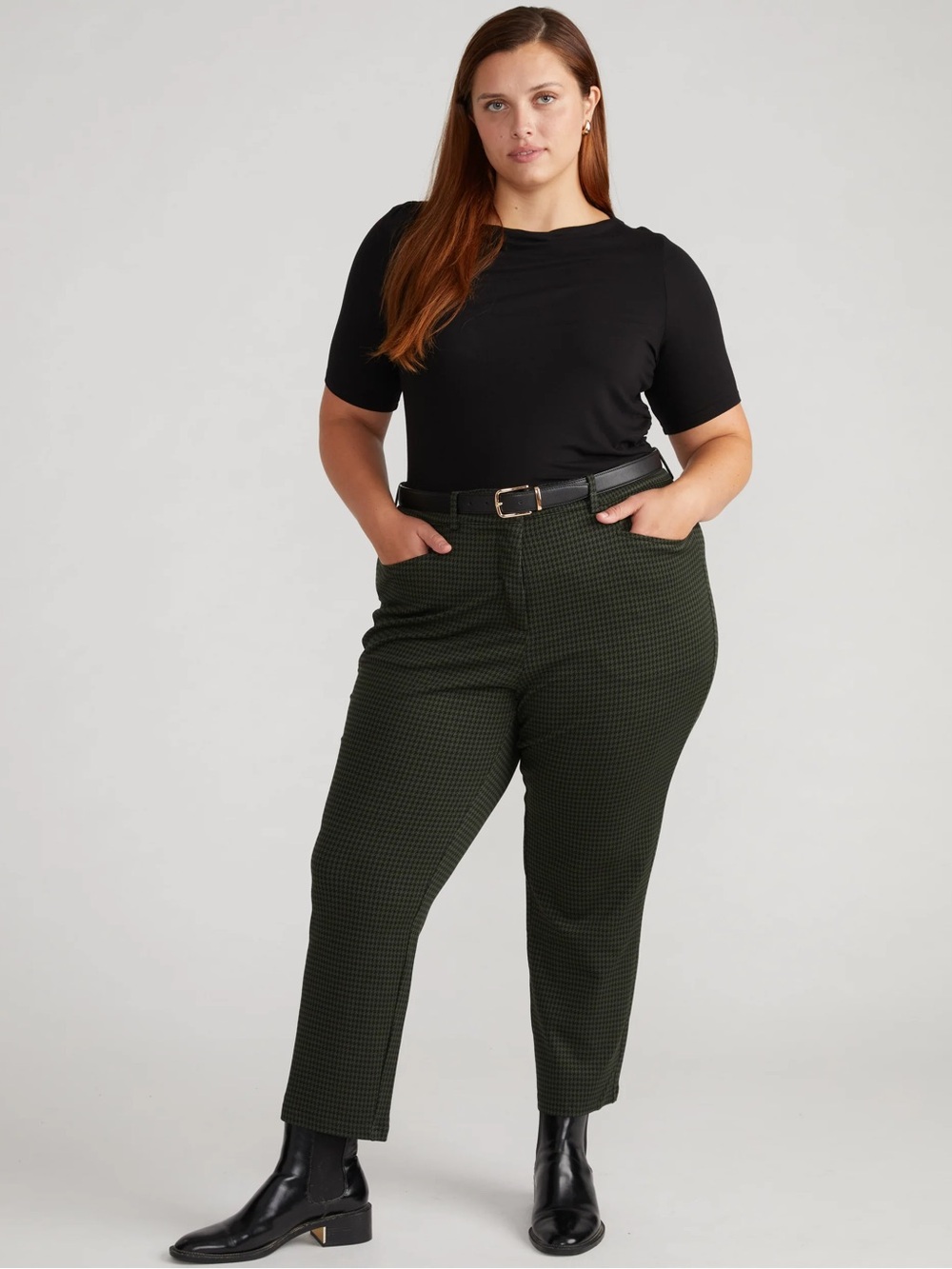 Universal Standard Greenish Gray Cigarette Ponte Pants Stretchy Ankle Office